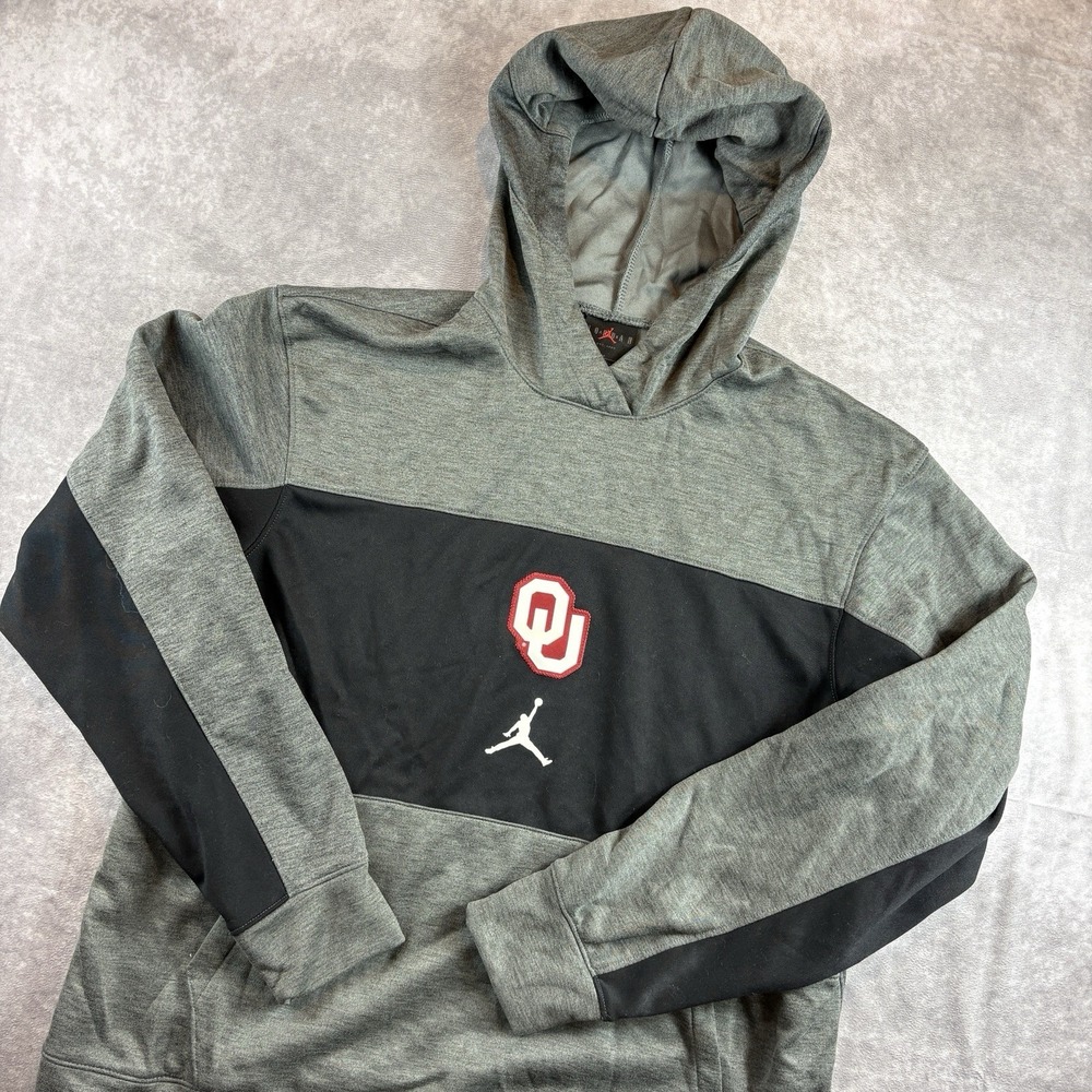 Vintage Oklahoma Sooners Nike Air Jordan Hoodie Mens M Gray Center Logo College
